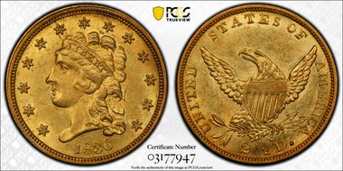1836 $2.50 Script 8 MS63