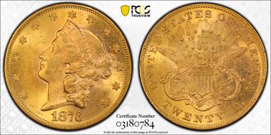 1876 $20 MS60