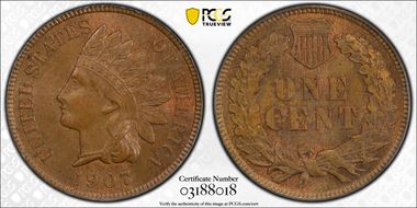 1907 1C MS64BN