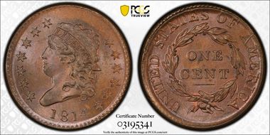 1814 1C S-295, Plain 4 MS67BN