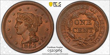 1853 1C MS65RB