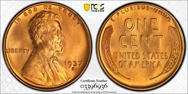 1937-S 1C MS67+ RD