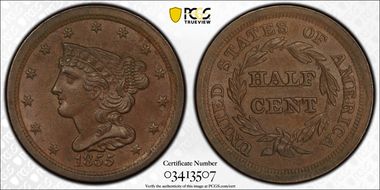 1855 1/2C Cohen 1 MS65BN
