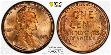 1955 1C Doubled Die Obverse MS65RD