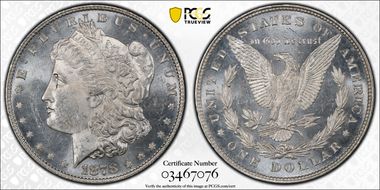 1878 8TF $1 VAM 14.8 Spiked Eye MS63PL