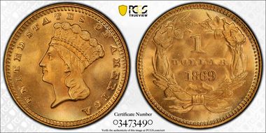 1869 G$1 MS67