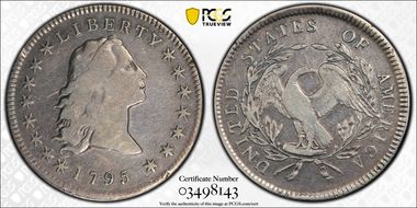 1795 $1 Flowing Hair, 3 Leaves VF20