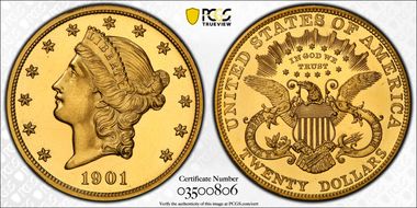 1901 $20 PR65CAM