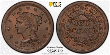 1852 1C Newcomb 12 MS65RB