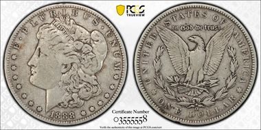 1888-O $1 VAM 4, Hot Lips VF25