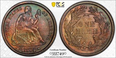 1874 10C Arrows MS67