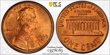 1969-S 1C Doubled Die Obverse MS64RD