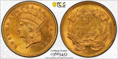 1873 G$1 Open 3 MS62