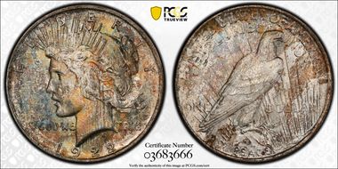 1922 $1 VAM 7, Doubled Wing MS64