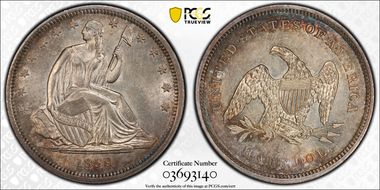 1839 50C No Drapery AU58