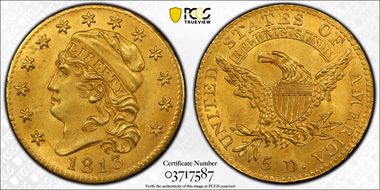 1813 $5 MS64+