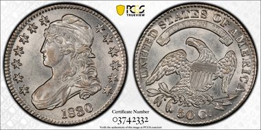 1830 50C Small 0 AU58