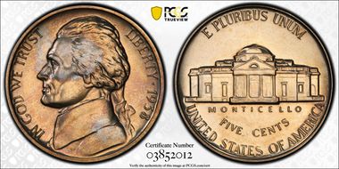 1938 5C Re-Engraved Obv Design FS-402 PR67