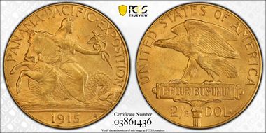 1915-S $2.50 Panama-Pacific MS64