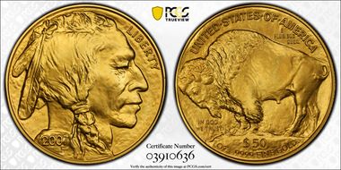 2007 $50 American Buffalo .9999 Fine Gold First Strike MS70