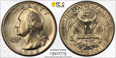1968-D 25C MS66