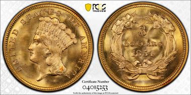 1854 $3 MS67+