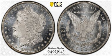 1878-CC $1 VAM 18 Doubled Leaves MS62PL