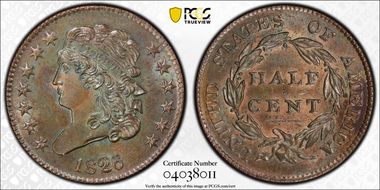 1826 1/2C C-1 MS63BN