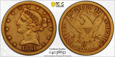 1881-CC $5 F12