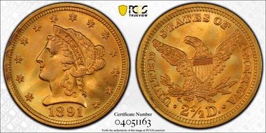 1891 $2.50 MS67+