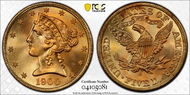 1900-S $5 MS68+ 