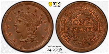 1854 1C Newcomb 26 MS65RB