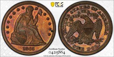 1865 $1 J-435 PR63BN