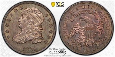 1829 10C Extra Large 10C, JR-1, FS-902 MS62
