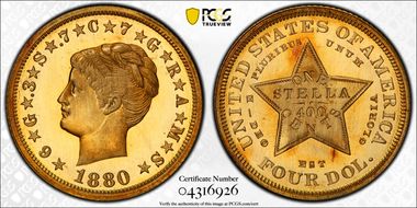 1880 $4 Coiled Hair PR65+ CAM