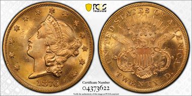 1876 $20 MS64+