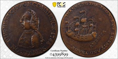 1766 1/2P William Pitt, Copper AU50BN