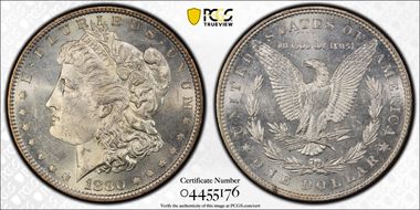 1880 $1 VAM 25 0/9 Overdate MS62PL