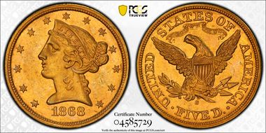 1868-S $5 MS61