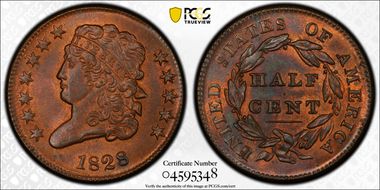 1828 1/2C 12 Stars MS65RB