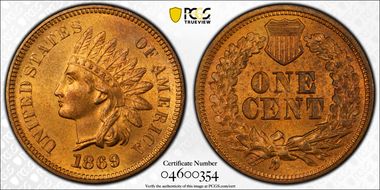 1869 1C MS65RD