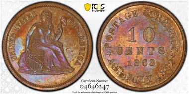 1863 10C J-331a PR64BN
