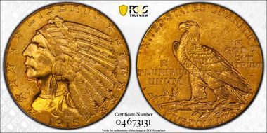 1915 $5 MS62