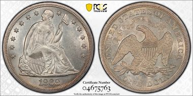 1868 $1 MS62+ 