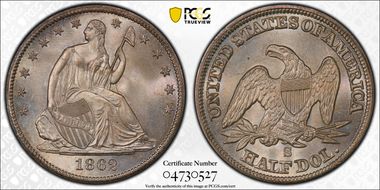 1862-S 50C MS66