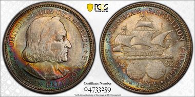 1892 50C Columbian MS65+