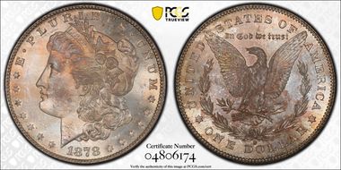 1878-S $1 VAM 6, Doubled RIB MS65