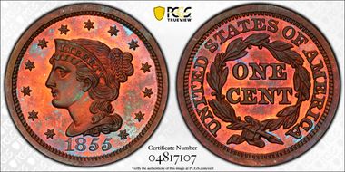 1855 1C Slanted 55 PR66RB