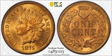 1875 1C MS65RD