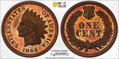 1864 1C L On Ribbon PR65RB